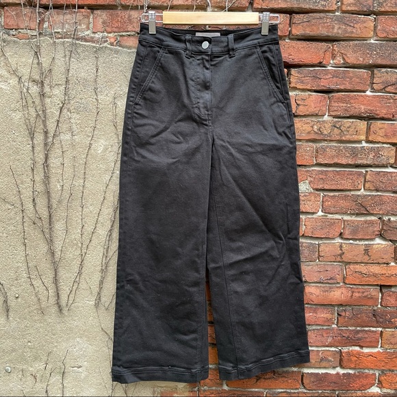 Everlane wide leg cropped black denim jeans 0 - Picture 2 of 6